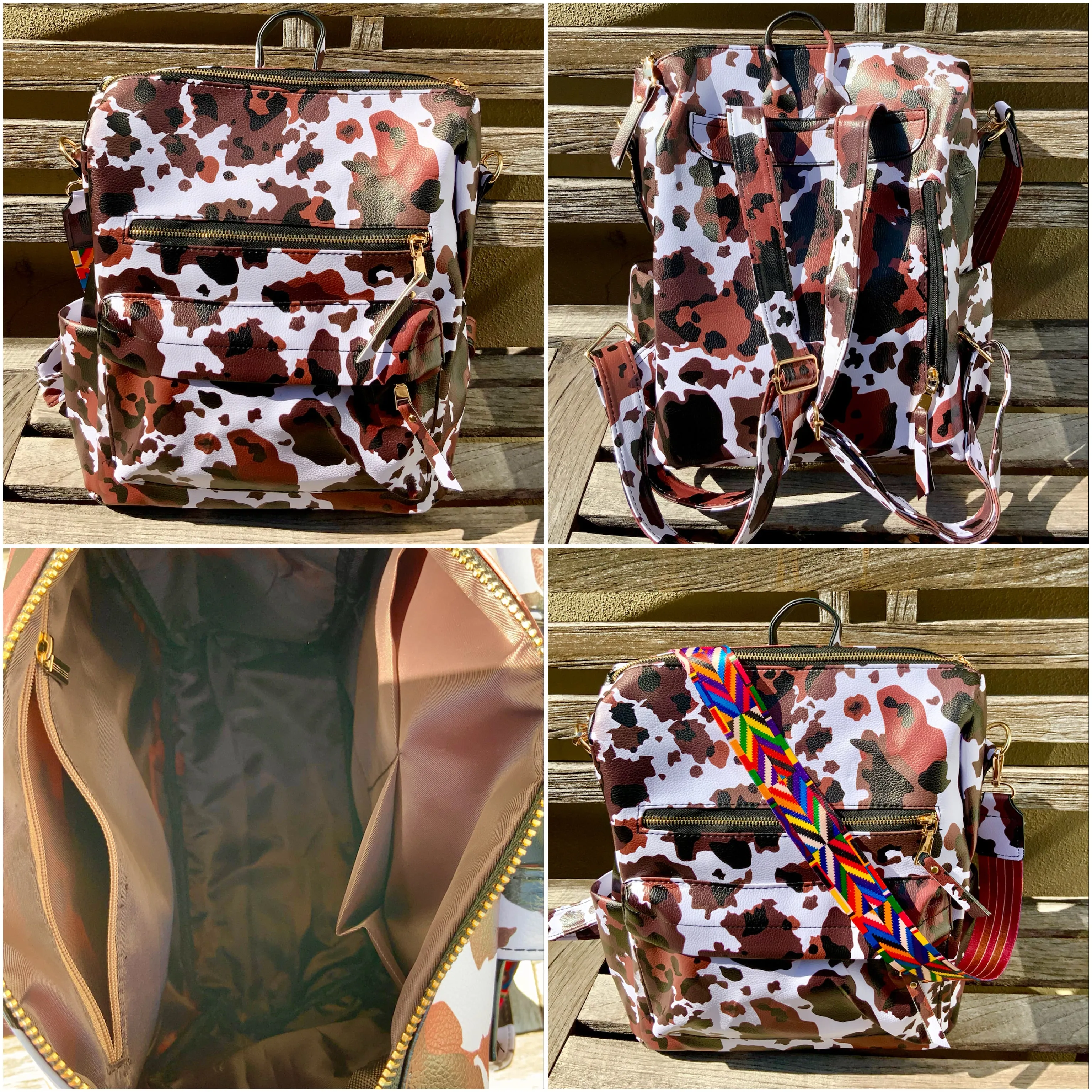 Fashionable Faux Leather Backpacks with Guitar Shoulder Straps