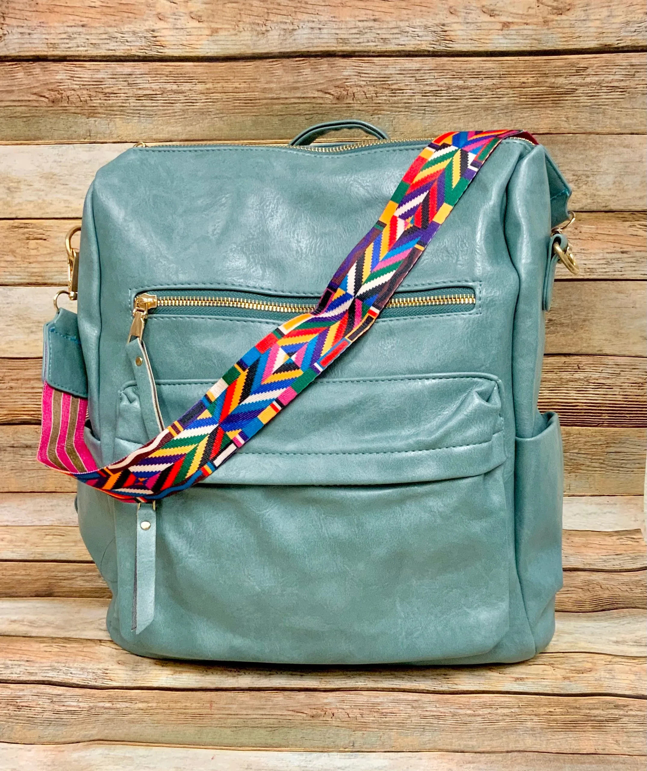 Fashionable Faux Leather Backpacks with Guitar Shoulder Straps
