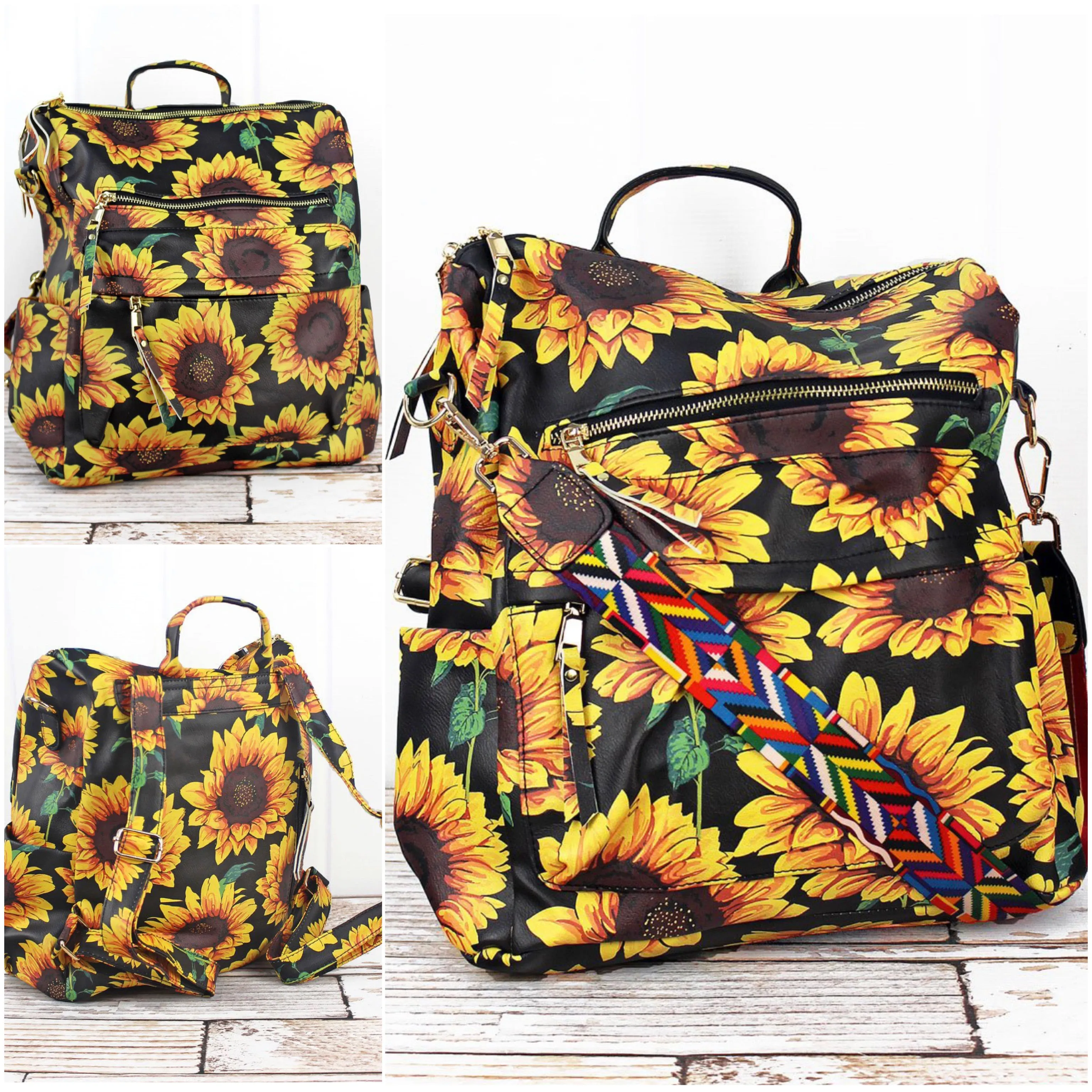 Fashionable Faux Leather Backpacks with Guitar Shoulder Straps