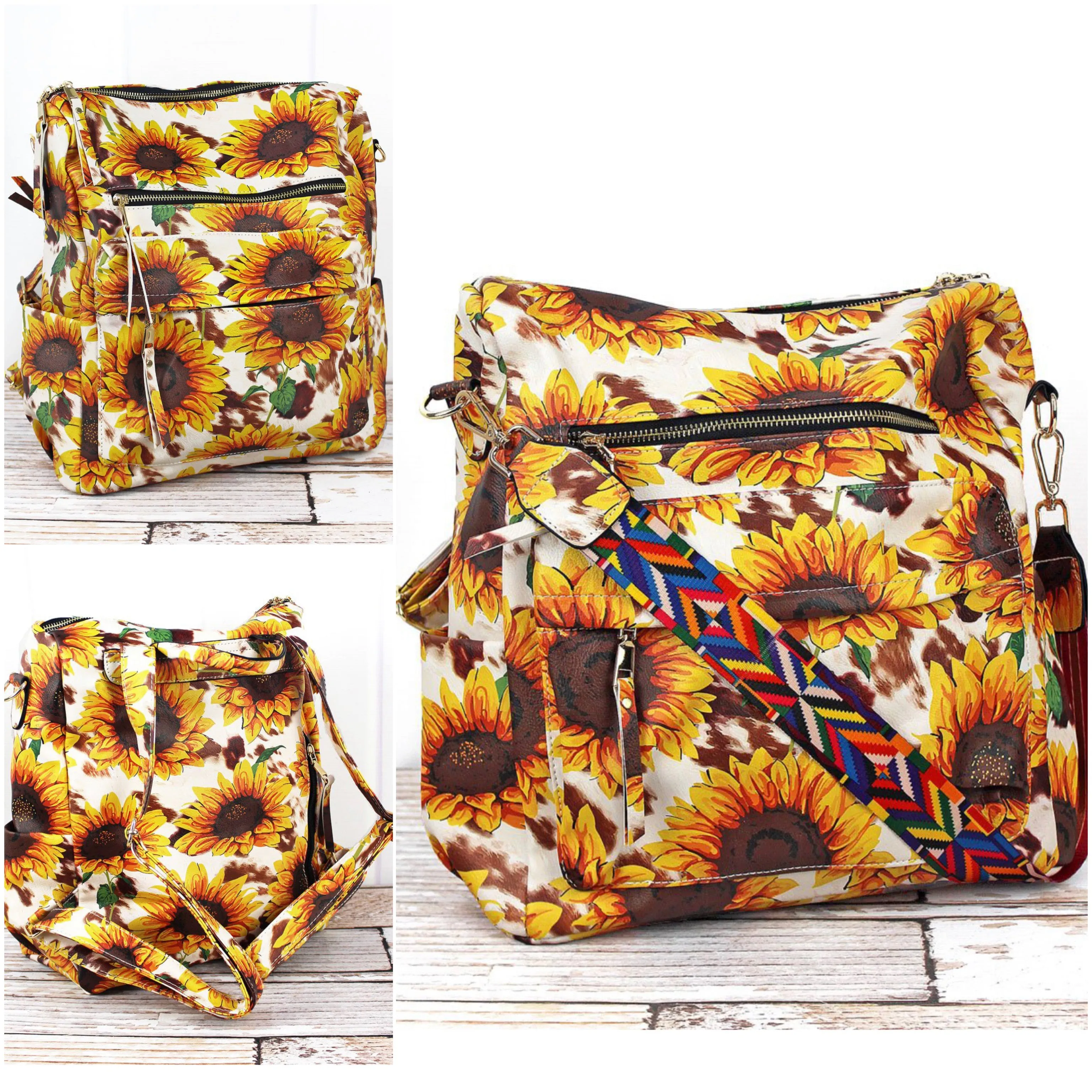 Fashionable Faux Leather Backpacks with Guitar Shoulder Straps