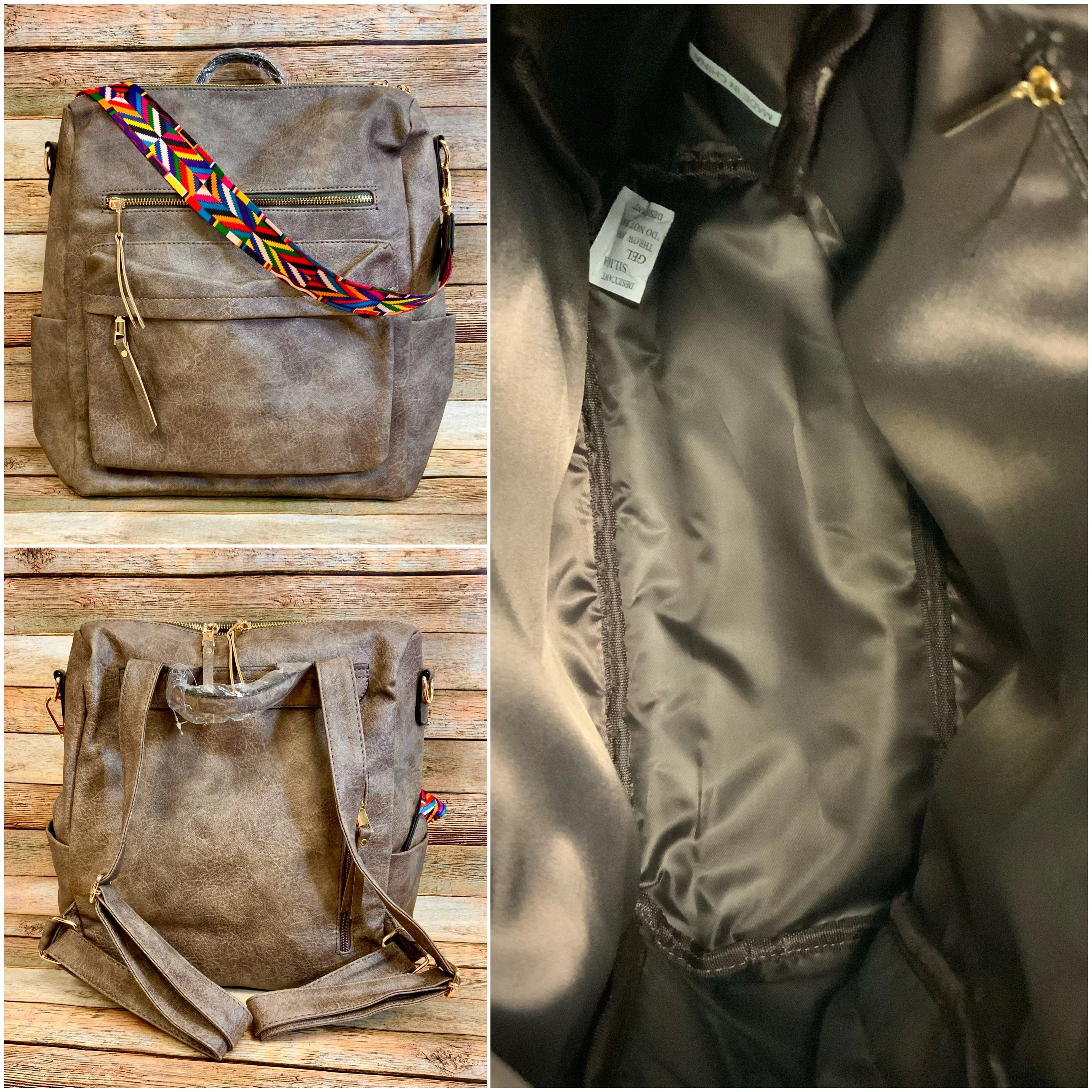 Fashionable Faux Leather Backpacks with Guitar Shoulder Straps