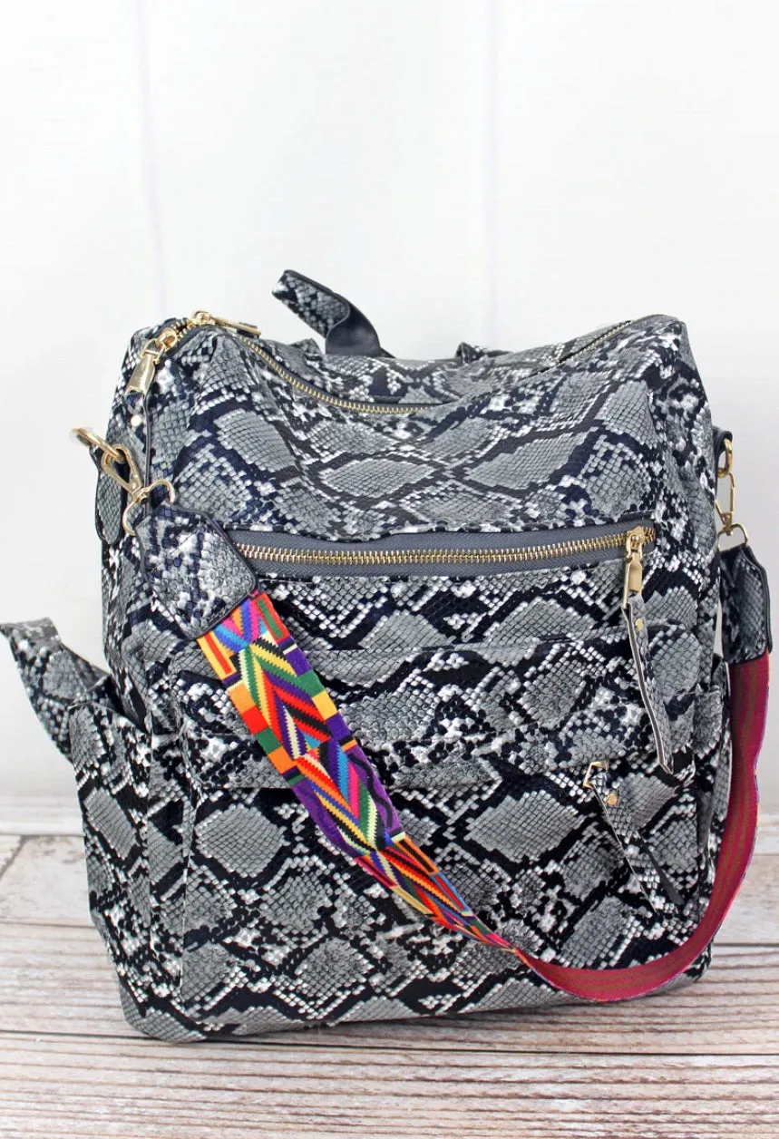 Fashionable Faux Leather Backpacks with Guitar Shoulder Straps