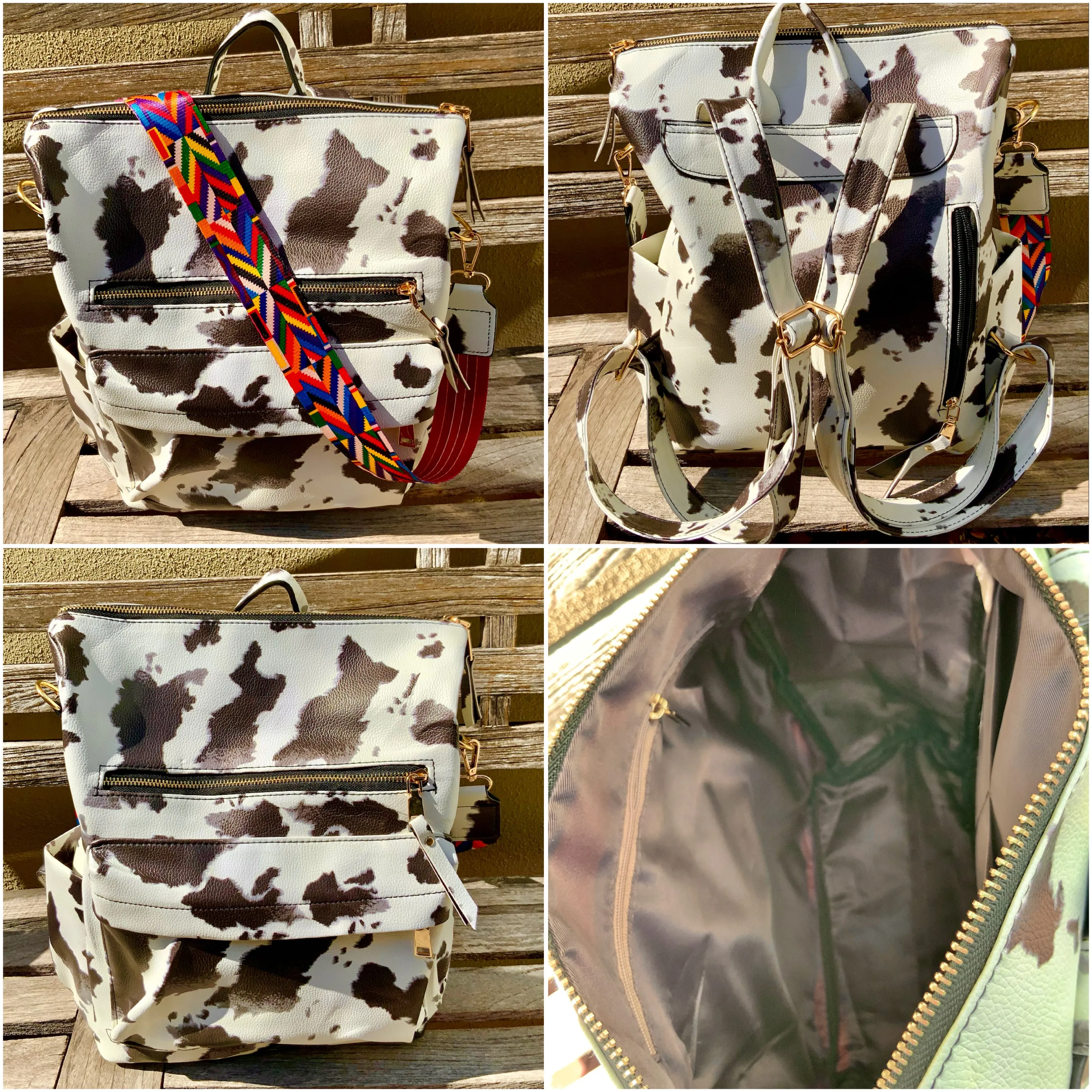 Fashionable Faux Leather Backpacks with Guitar Shoulder Straps