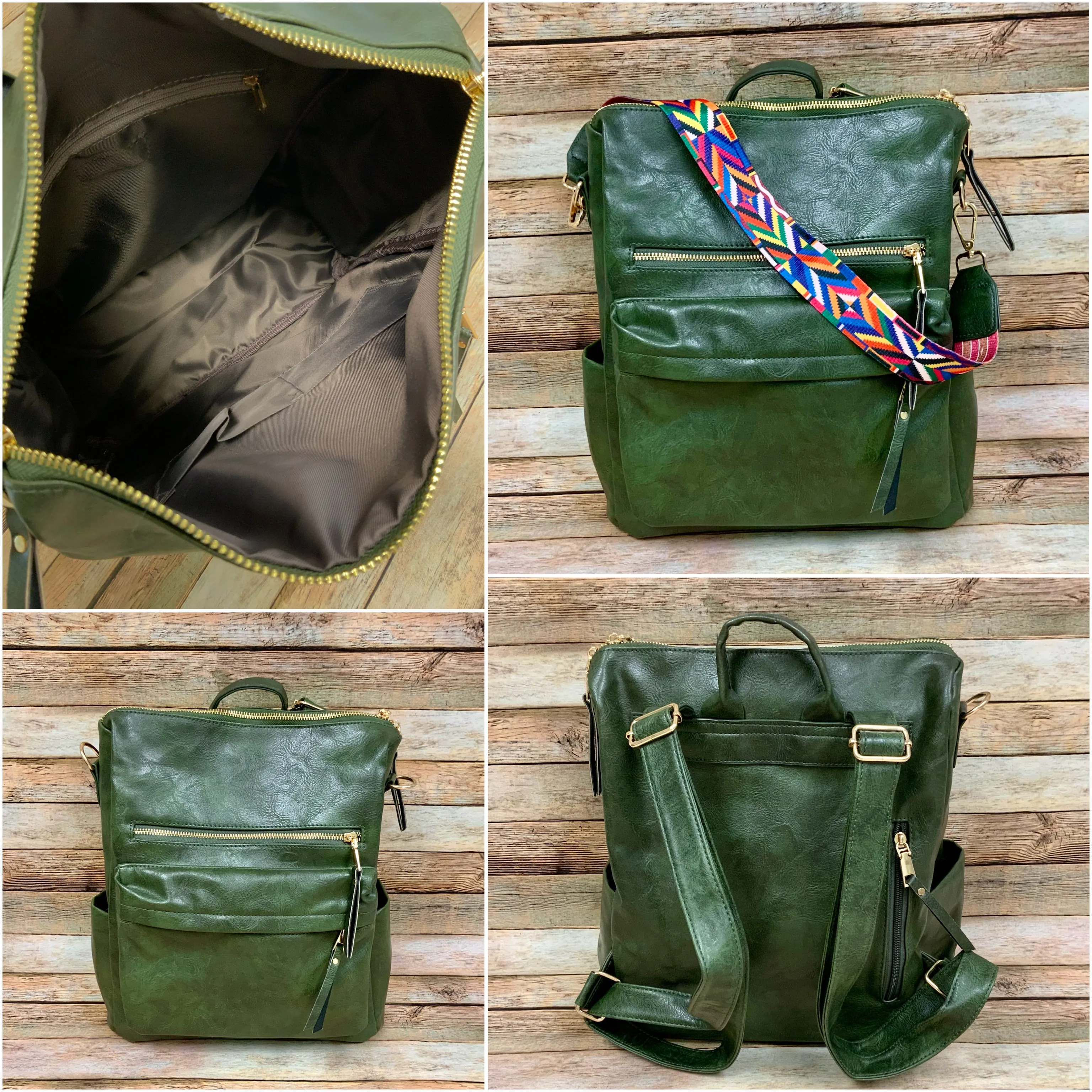 Fashionable Faux Leather Backpacks with Guitar Shoulder Straps