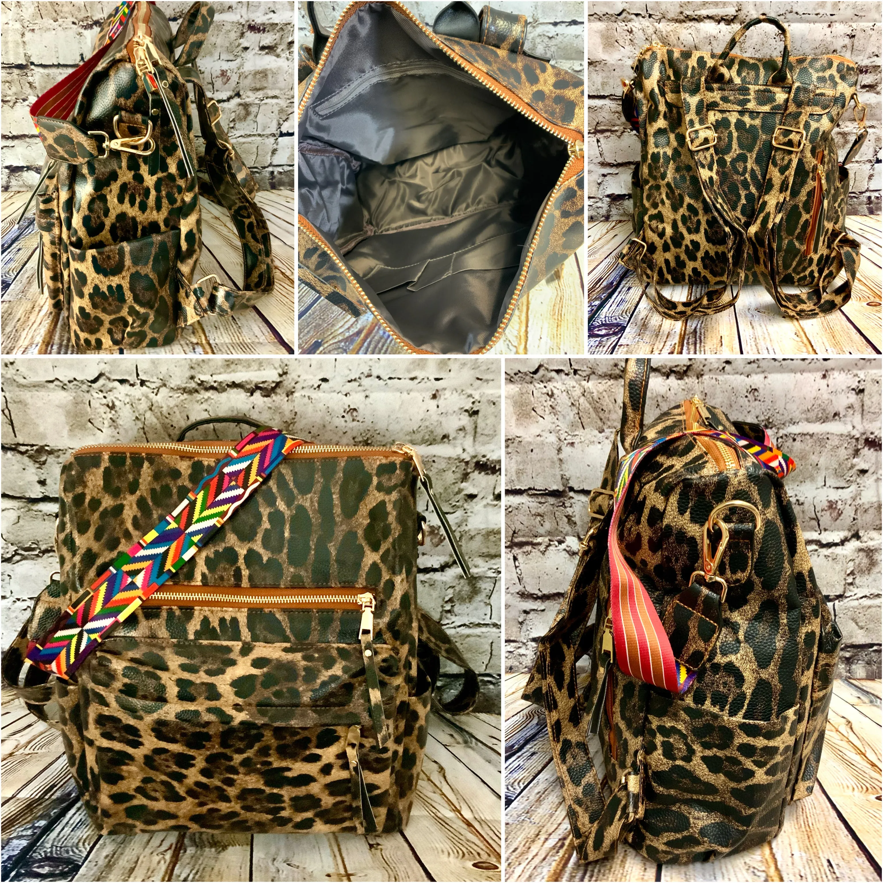 Fashionable Faux Leather Backpacks with Guitar Shoulder Straps