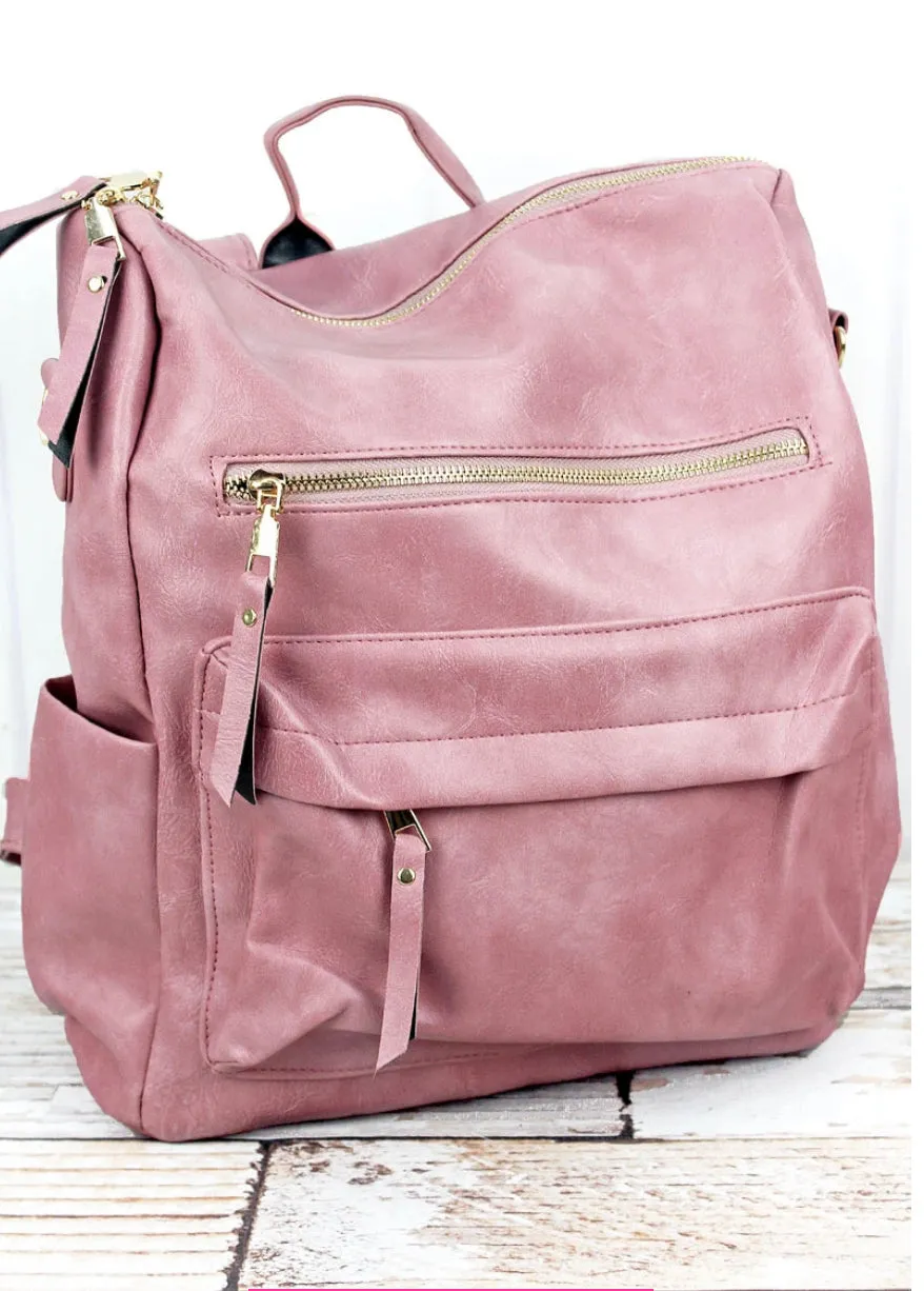 Fashionable Faux Leather Backpacks with Guitar Shoulder Straps