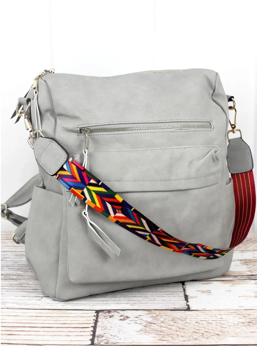 Fashionable Faux Leather Backpacks with Guitar Shoulder Straps