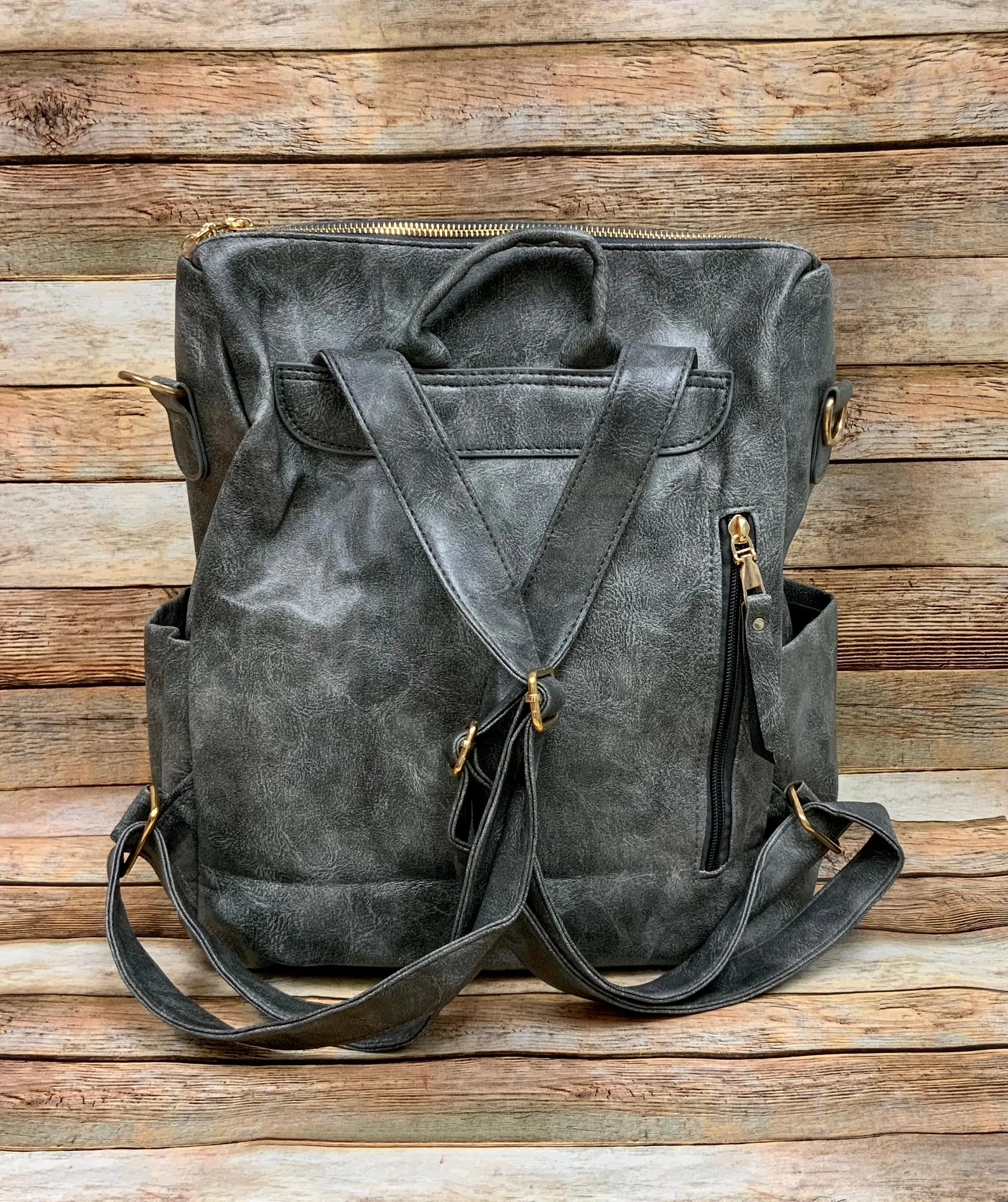 Fashionable Faux Leather Backpacks with Guitar Shoulder Straps