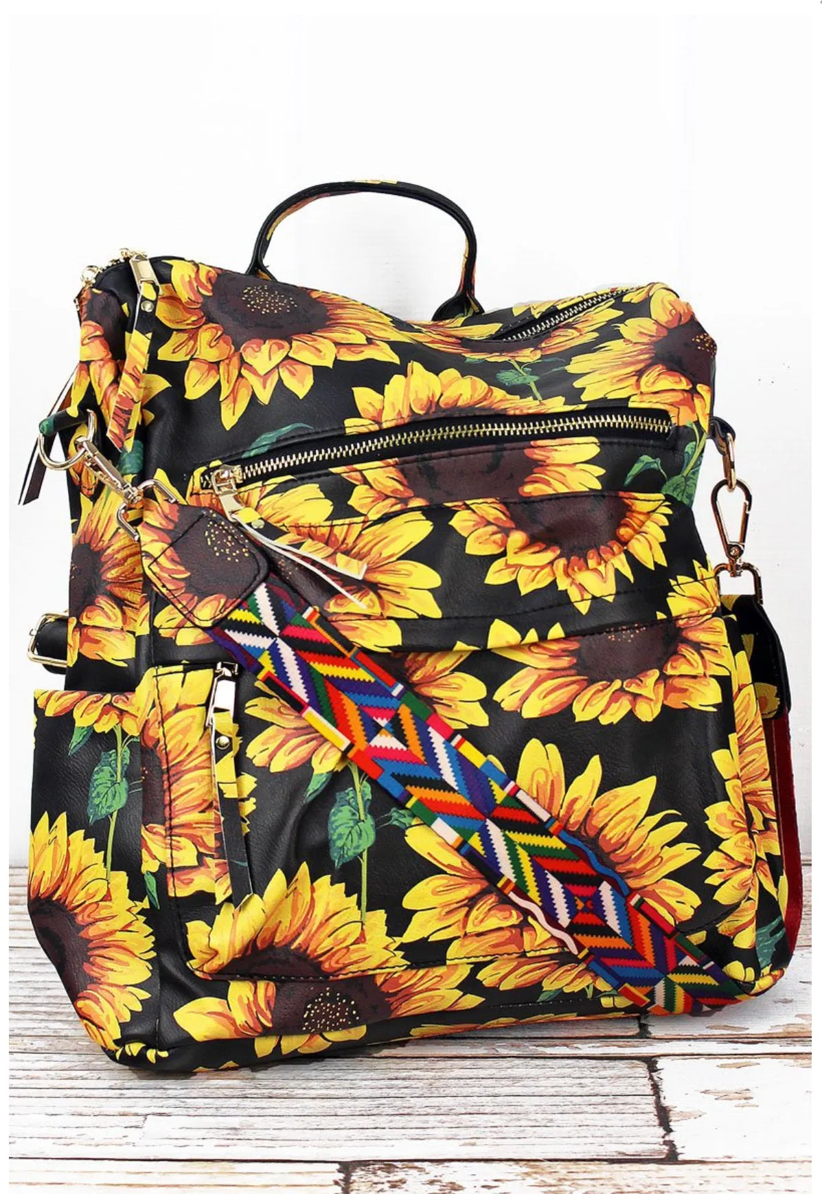 Fashionable Faux Leather Backpacks with Guitar Shoulder Straps