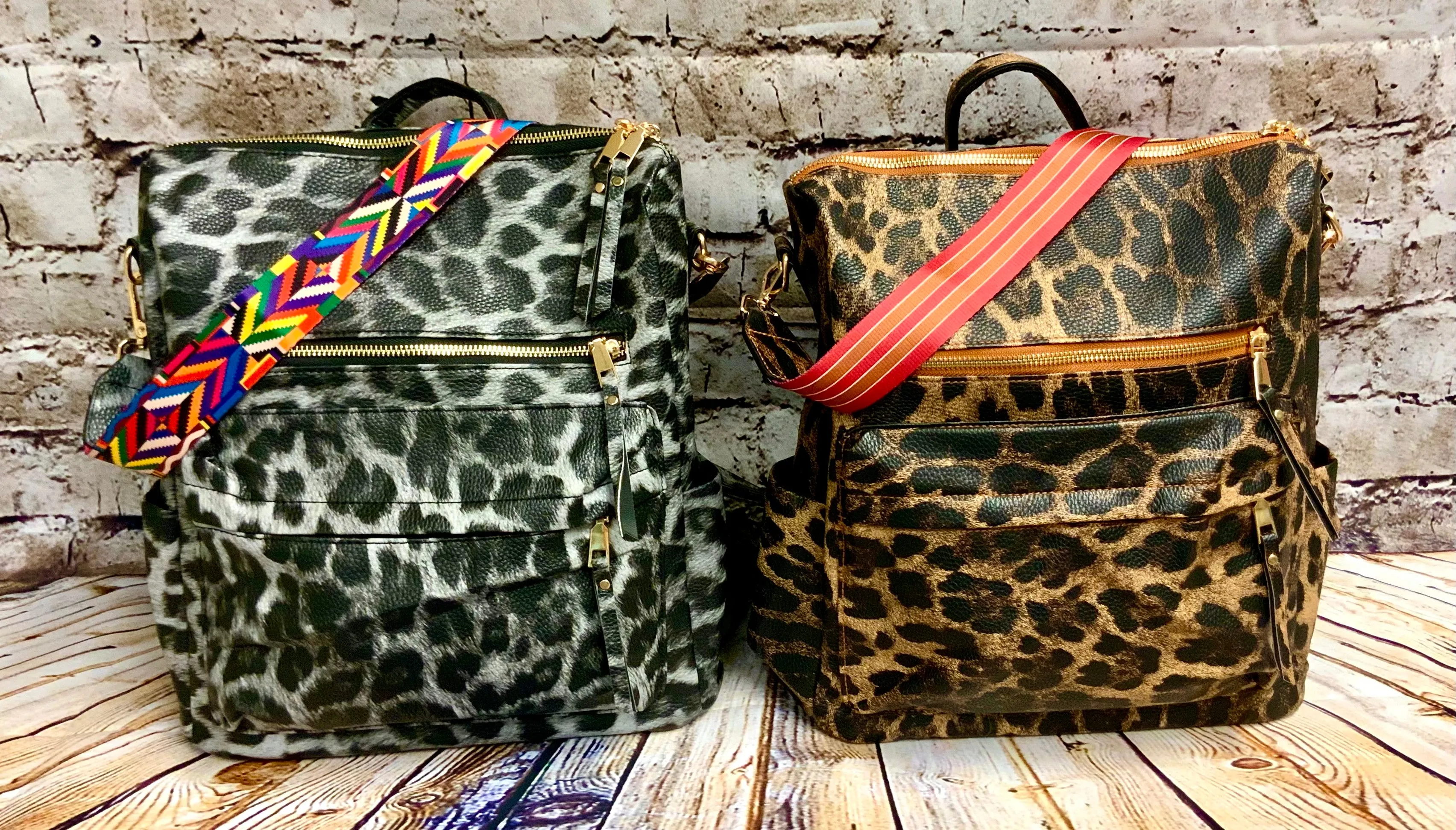 Fashionable Faux Leather Backpacks with Guitar Shoulder Straps