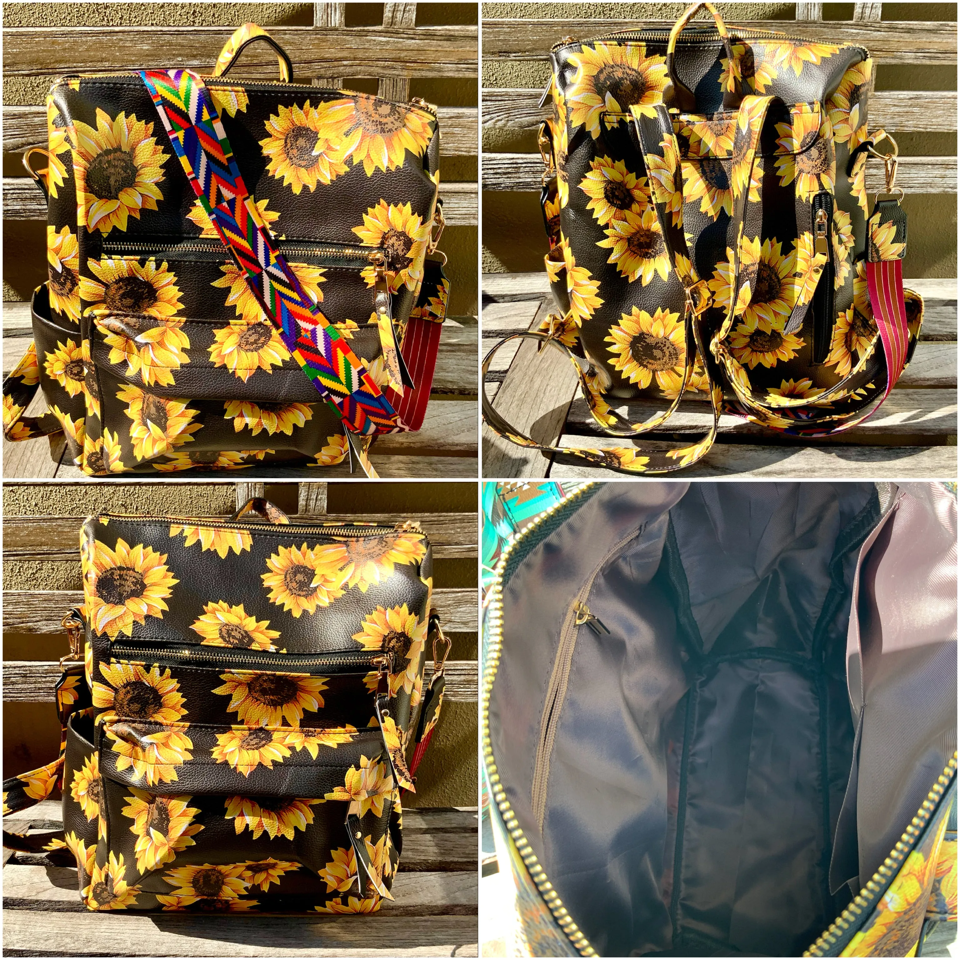 Fashionable Faux Leather Backpacks with Guitar Shoulder Straps
