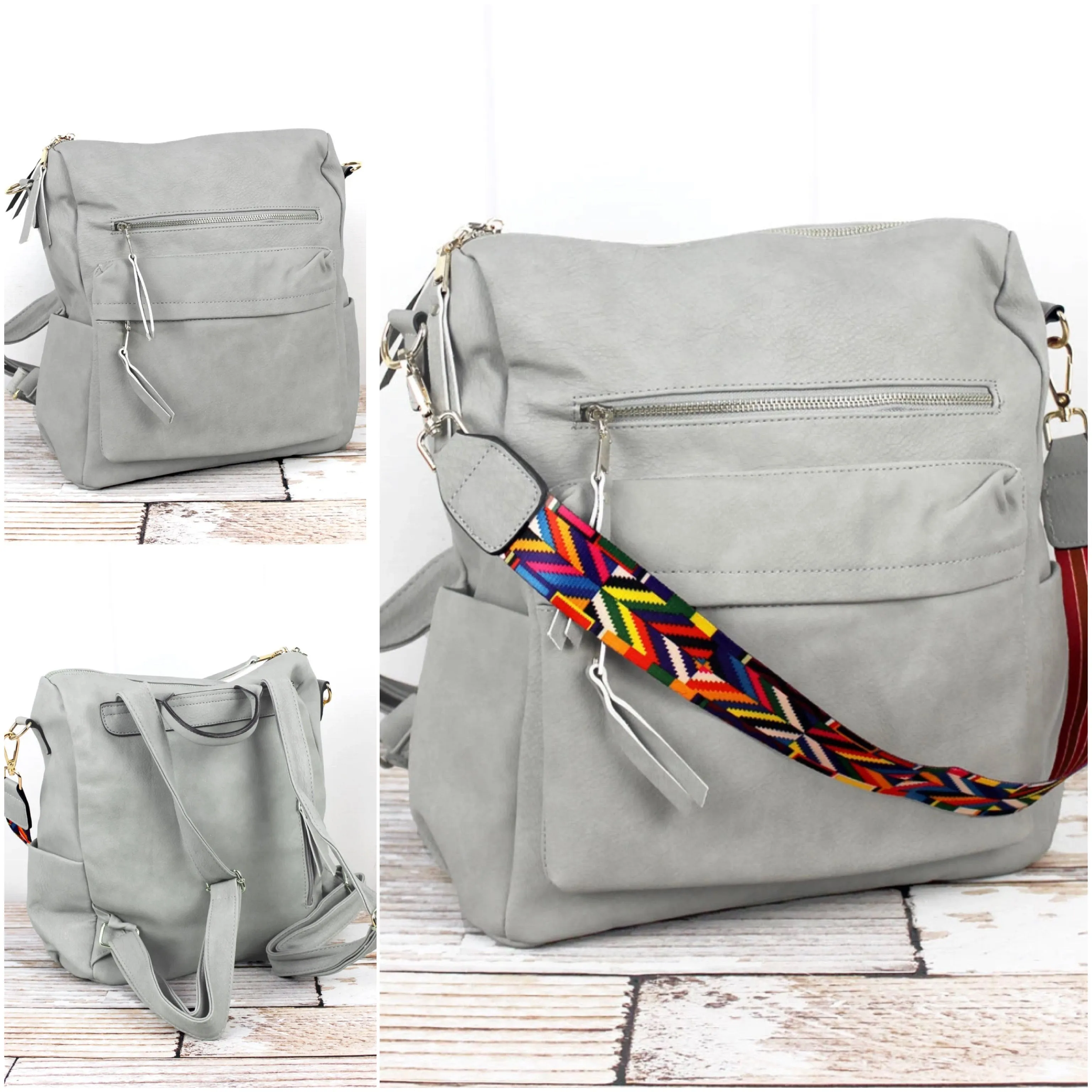 Fashionable Faux Leather Backpacks with Guitar Shoulder Straps