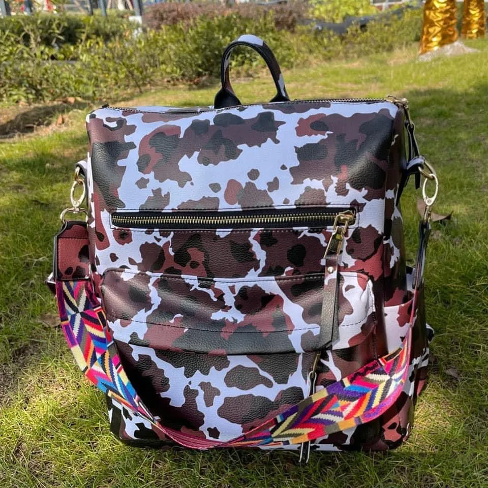 Fashionable Faux Leather Backpacks with Guitar Shoulder Straps