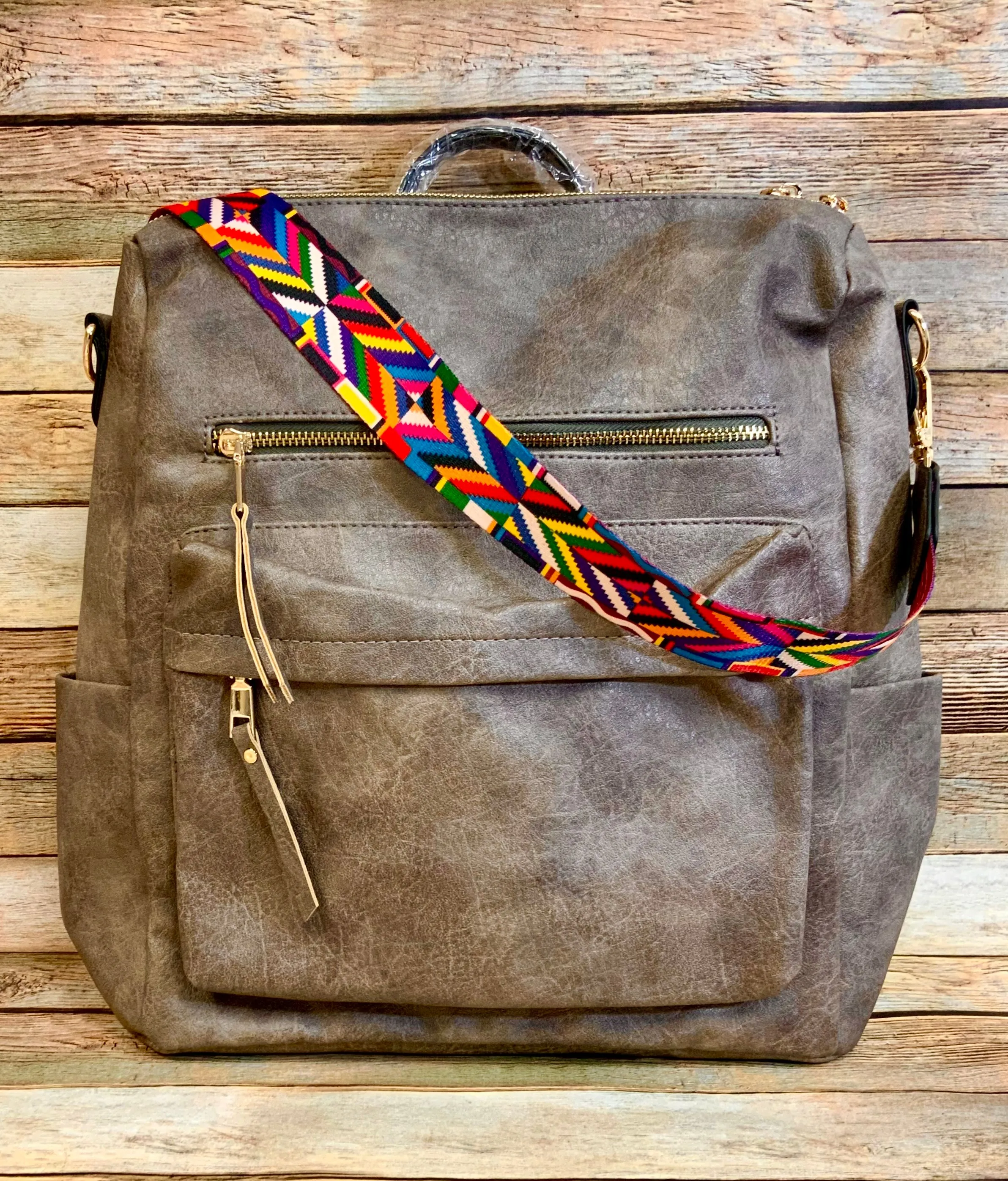 Fashionable Faux Leather Backpacks with Guitar Shoulder Straps
