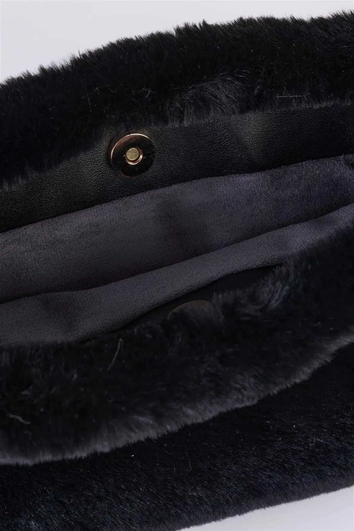 Faux Fur Hidden Magnetic Snap Crossbody Bag Clutch