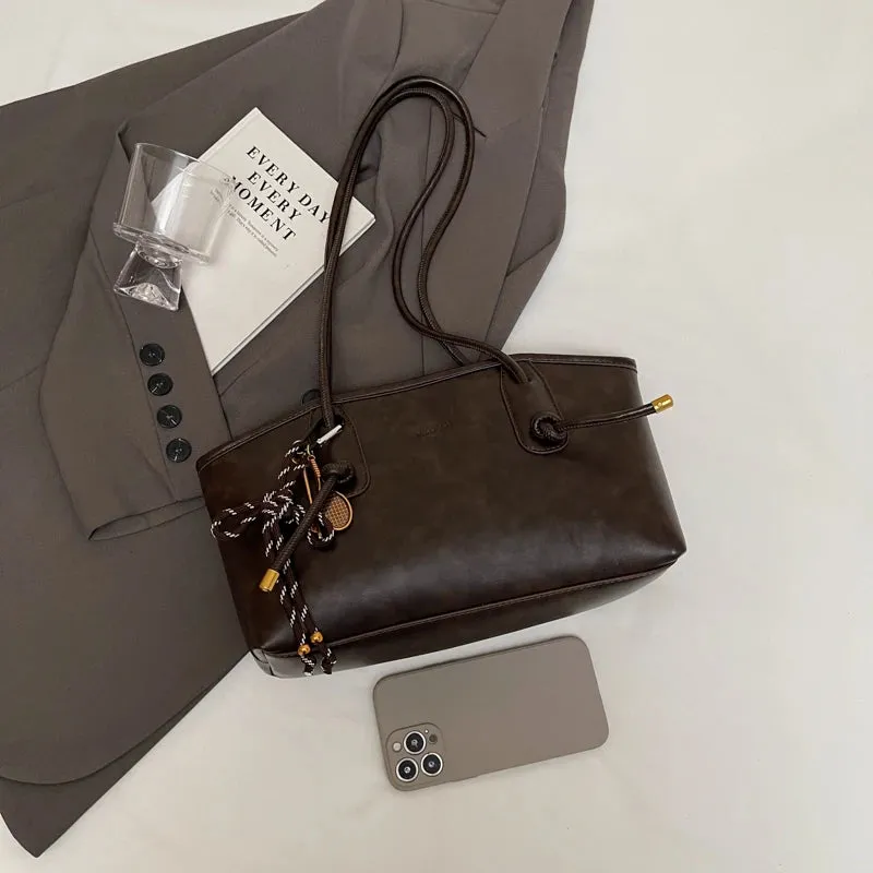 Faux Leather Zipper Retro Tote Bag
