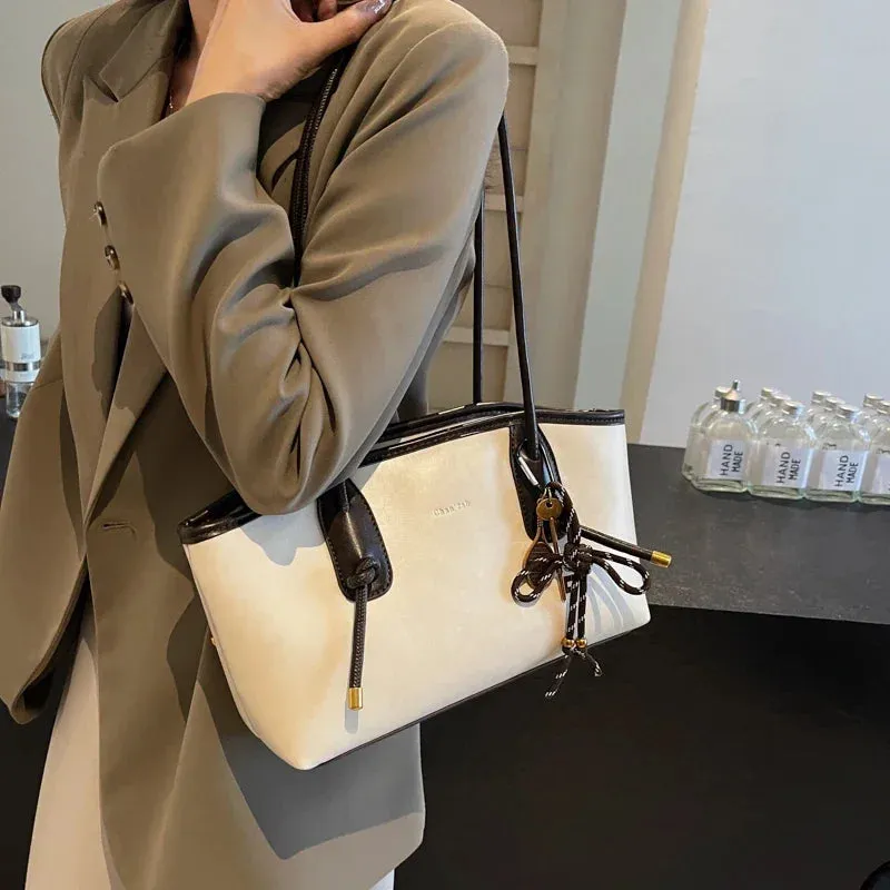 Faux Leather Zipper Retro Tote Bag