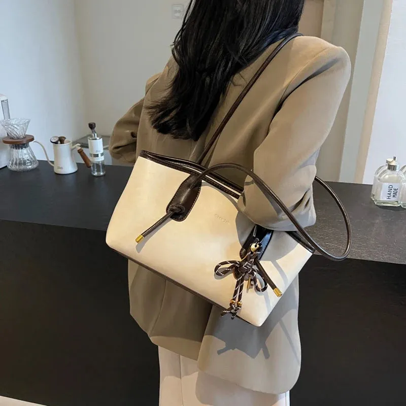 Faux Leather Zipper Retro Tote Bag