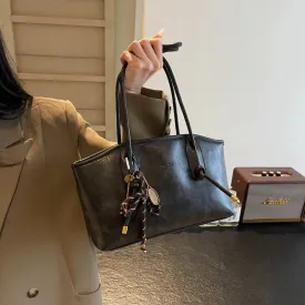 Faux Leather Zipper Retro Tote Bag