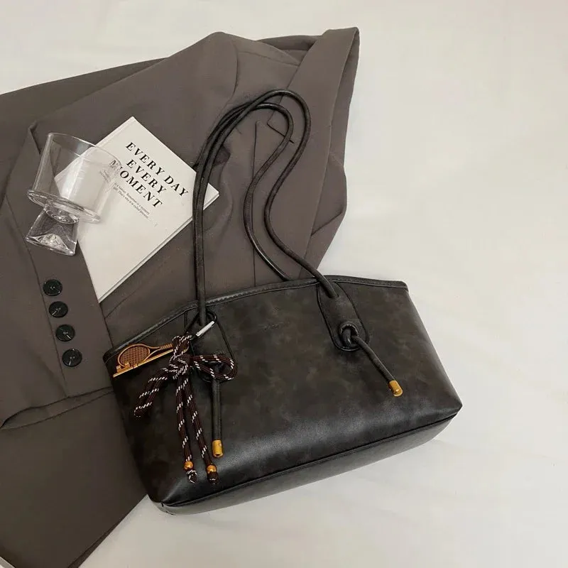 Faux Leather Zipper Retro Tote Bag