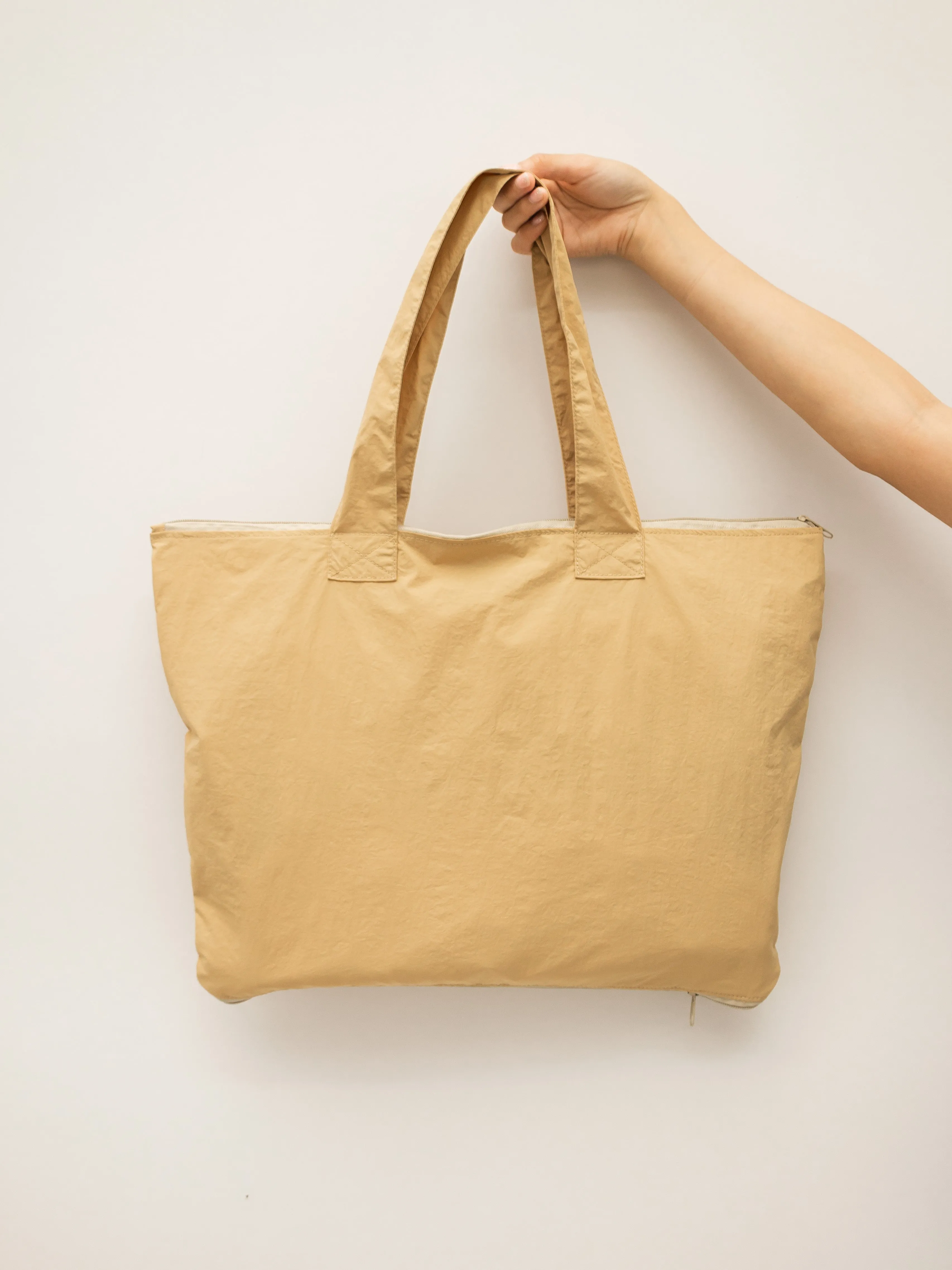Floral Abstract Beige CarryAll Expandable Washable Tote Bag 2.0