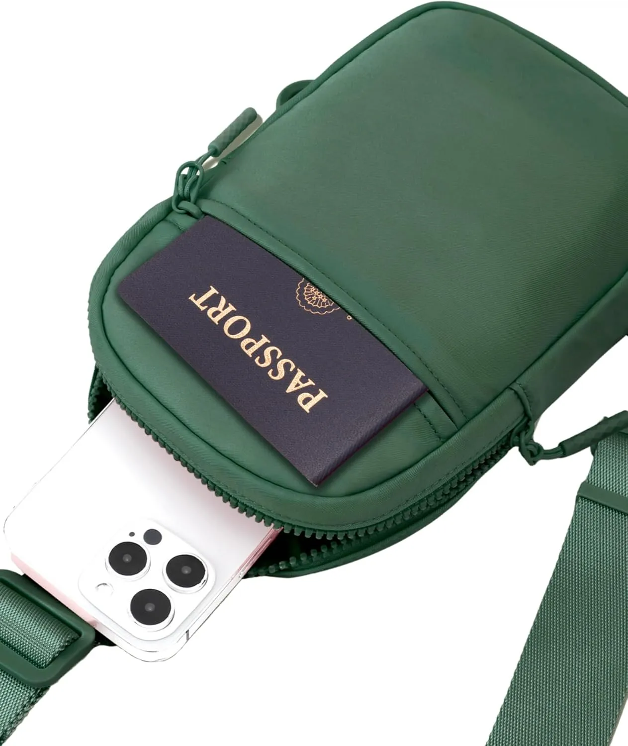 FORZAROCKET Ultralight Sling Bag w/Long Strap 70"  Small Crossbody Bag w/Extended Strap  Women Men Fanny Pack w/Anti-Theft Pocket  Two-Way Durable Zipper  Travel & Plus Size Friendly, Green