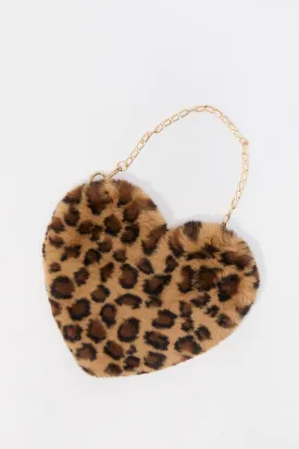 Girls Faux Fur Heart Crossbody Purse