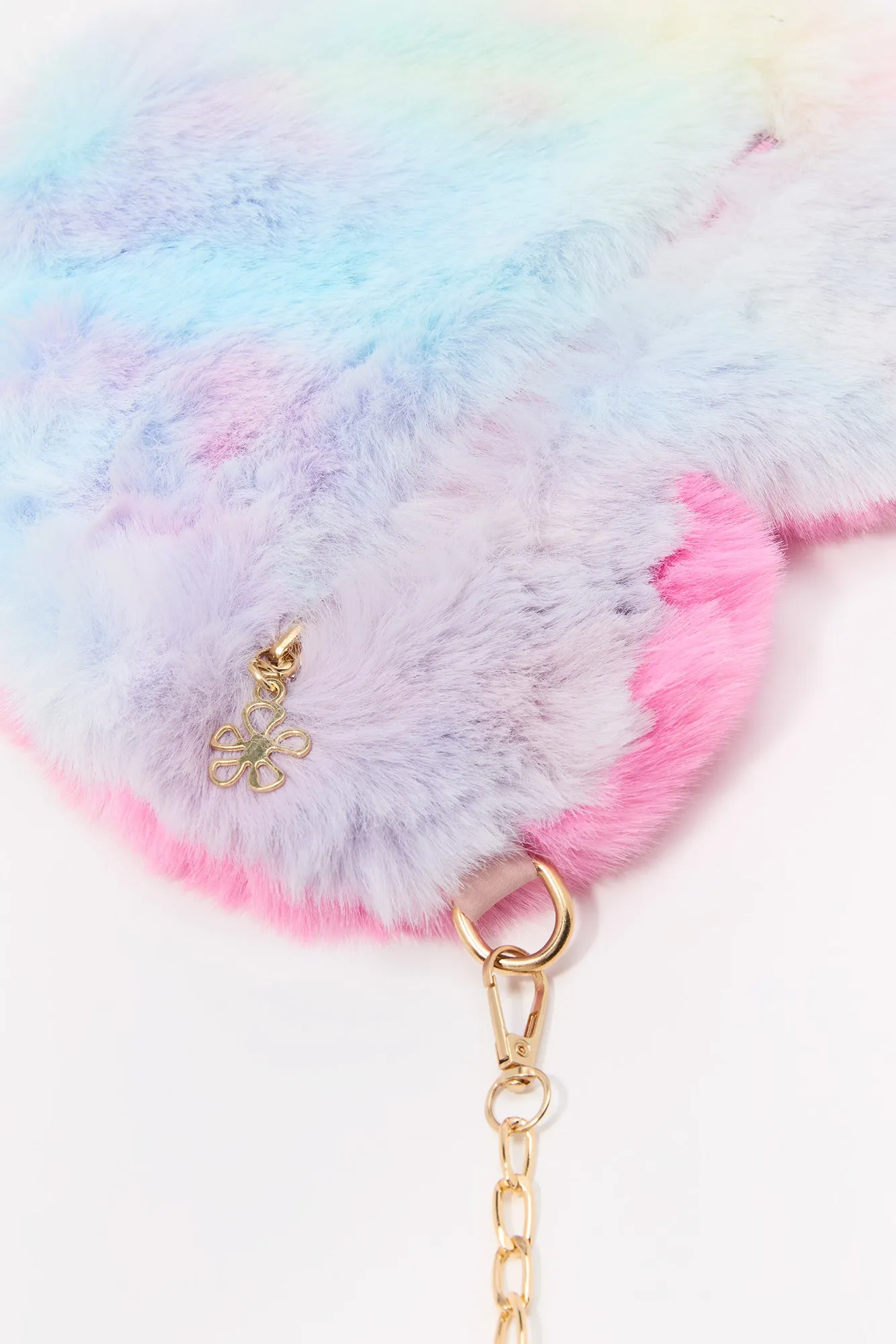 Girls Faux Fur Heart Crossbody Purse