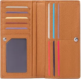 GOIACII Wallets for Women RFID Blocking Ultra Slim Real Leather Credit Card Holder Clutch