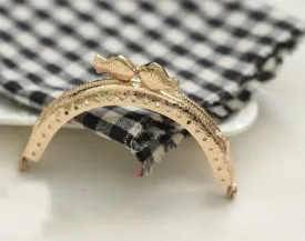 Gold Purse Frame Metal Vintage Pattern Snap Fish Clasp For Bag Sewing Clutch Handbag Making Findings Hardware Supply Accessories 8.5cm