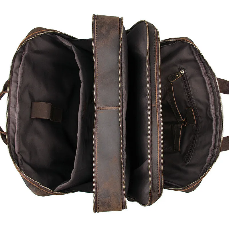 Handmade Vintage Leather Briefcase Men Messenger Bag Leather Handbag Men Shoulder Crossbody Bag
