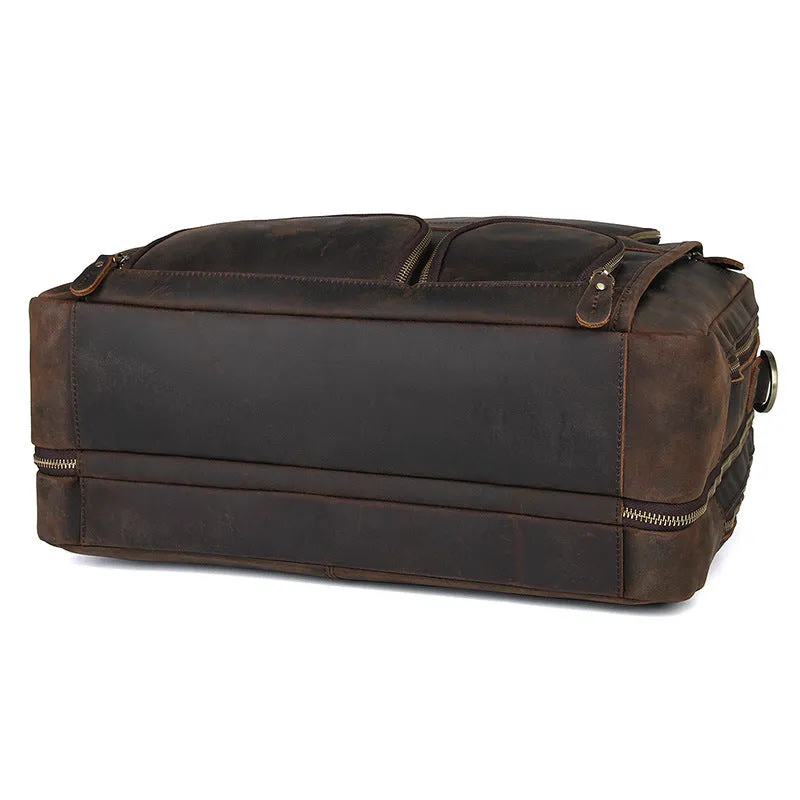 Handmade Vintage Leather Briefcase Men Messenger Bag Leather Handbag Men Shoulder Crossbody Bag
