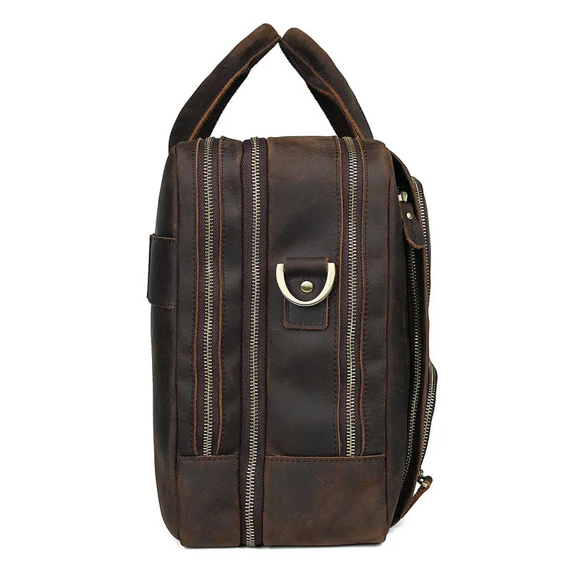 Handmade Vintage Leather Briefcase Men Messenger Bag Leather Handbag Men Shoulder Crossbody Bag