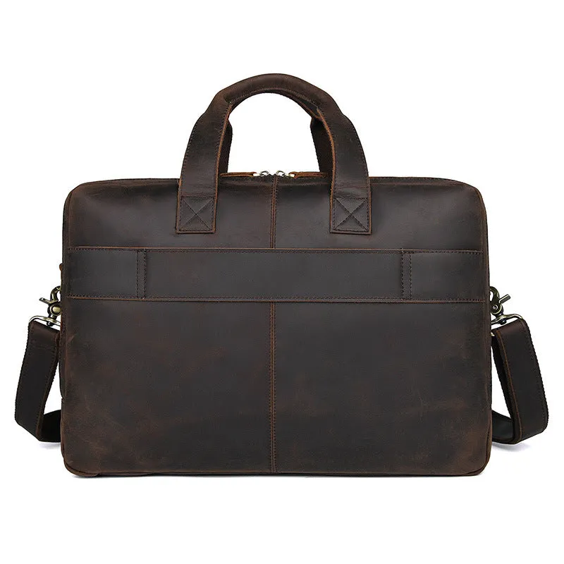 Handmade Vintage Leather Briefcase Men Messenger Bag Leather Handbag Men Shoulder Crossbody Bag