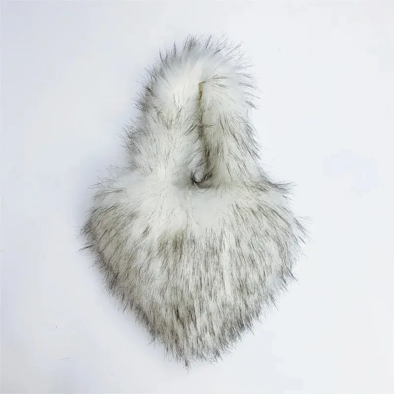 Heart Faux Fur Shoulder Bag