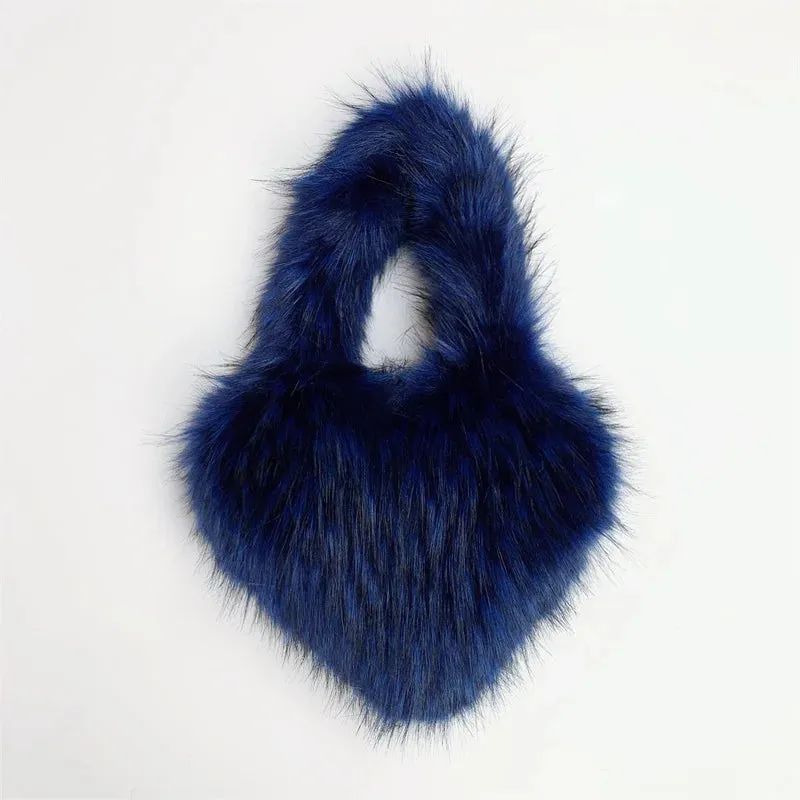 Heart Faux Fur Shoulder Bag