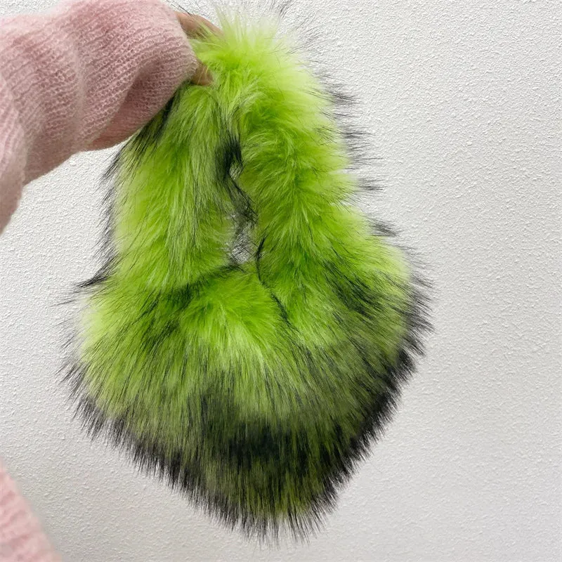 Heart Faux Fur Shoulder Bag
