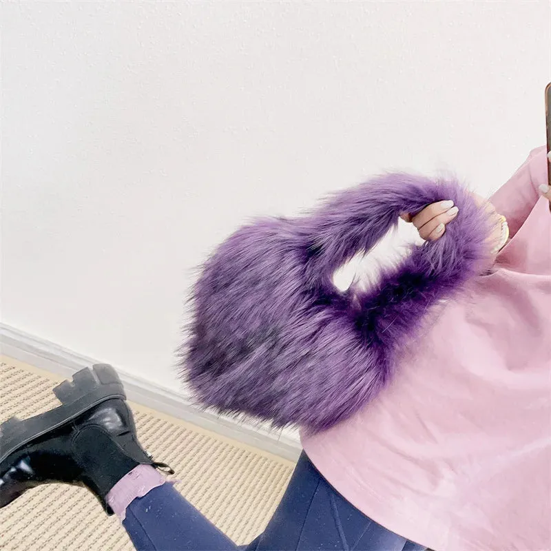 Heart Faux Fur Shoulder Bag