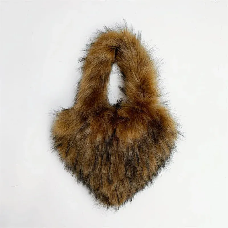 Heart Faux Fur Shoulder Bag