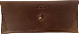 Heather's, Long Utility Pouch Handmade from Full Grain Leather - Stylish Wallet for Carrying and Storing Cash, Coins, Cards - Vintage, Minimalist Style Clutch :: Bourbon Brown