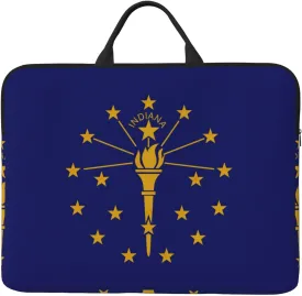 Indiana State Flag Print Stylish 14in Polyester Laptop Bag Carry Laptop Bag With Water-Resistant Feature