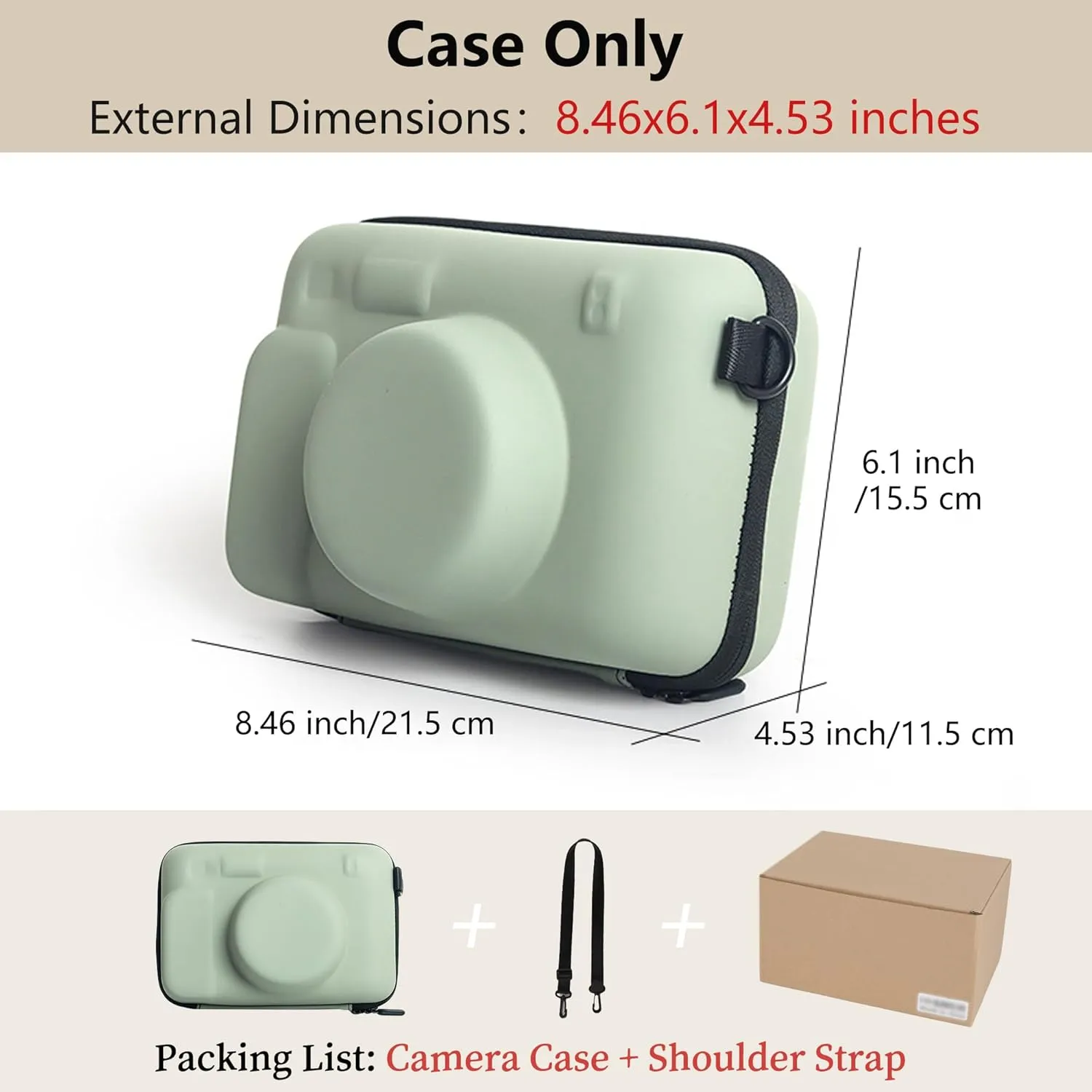 Instant Camera Protective Case Compatible with Fujifilm Instax Wide 400/300/210/LOMO and Accessories, Hard Shell Shockproof Carrying Case with Mesh Pouch Removable Adjustable Strap (Green)