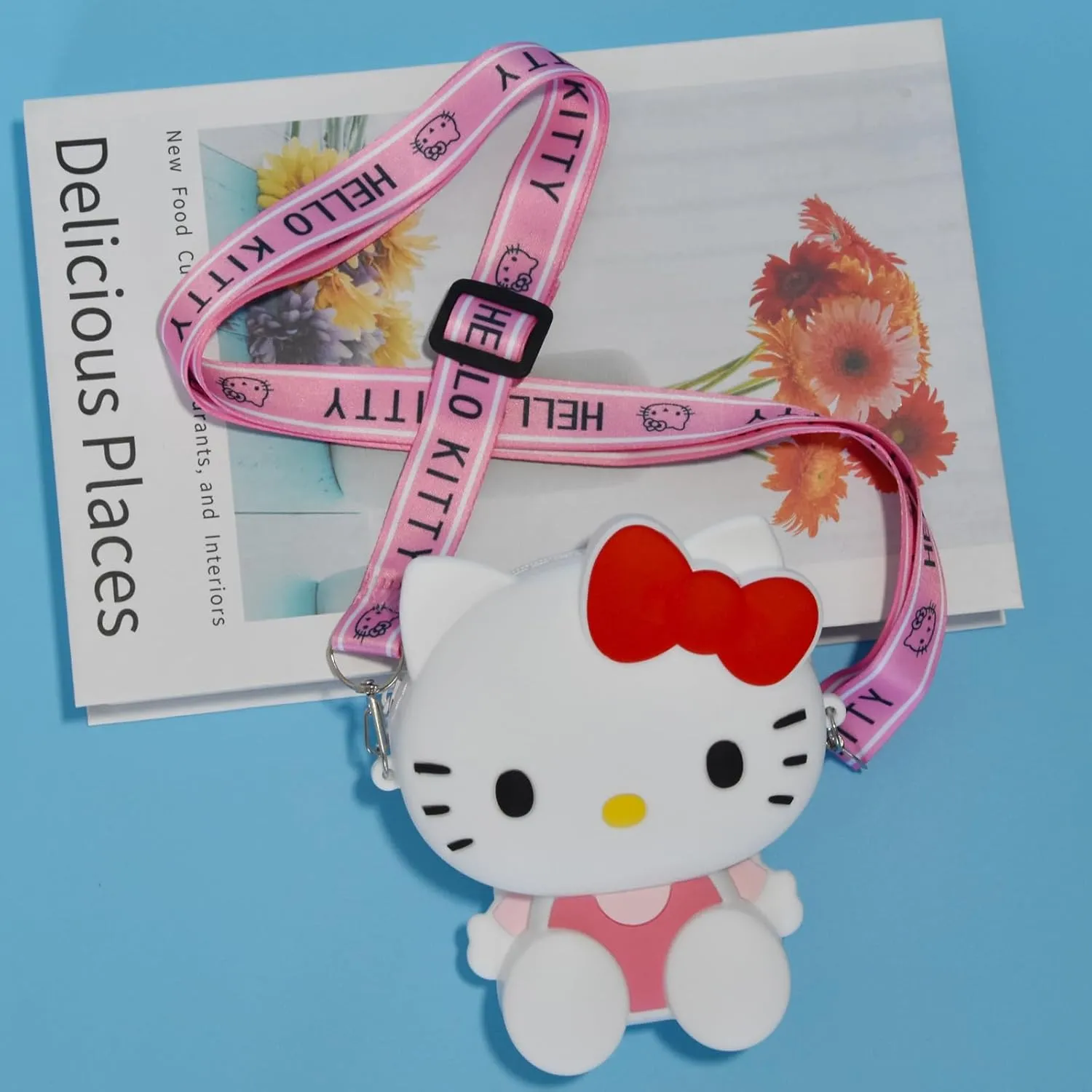 Kitty Crossbody Bag with Adjustable Shoulder Strap, Handbag with Zipper Cute Mini Anime Kitty Coin Wallet Purse