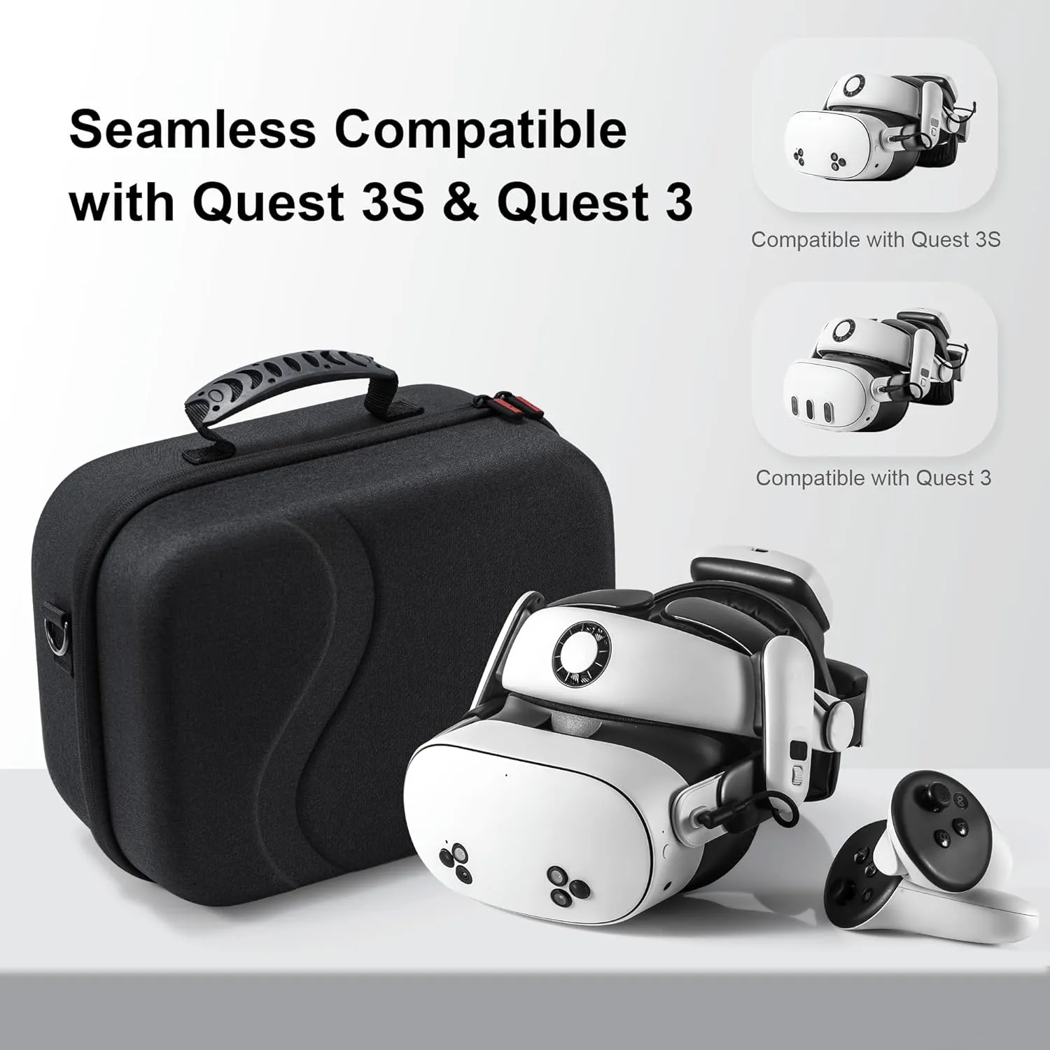 Large Carrying Case for Meta Quest 3/Quest 3S, Upgraded Hard Travel Case Compatible with BOBOVR S3 Pro/Kiwi Design Battery Head Strap and Other Accessories, Storage Case and Soft Lining for Quest 3S