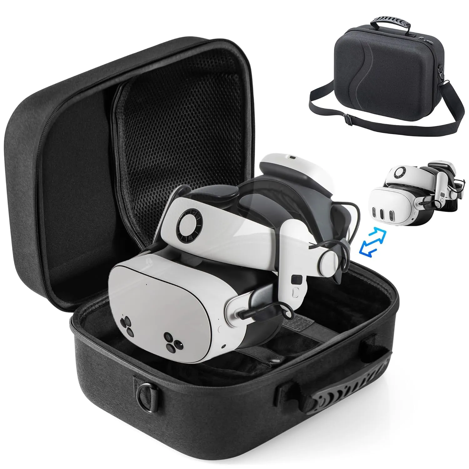 Large Carrying Case for Meta Quest 3/Quest 3S, Upgraded Hard Travel Case Compatible with BOBOVR S3 Pro/Kiwi Design Battery Head Strap and Other Accessories, Storage Case and Soft Lining for Quest 3S