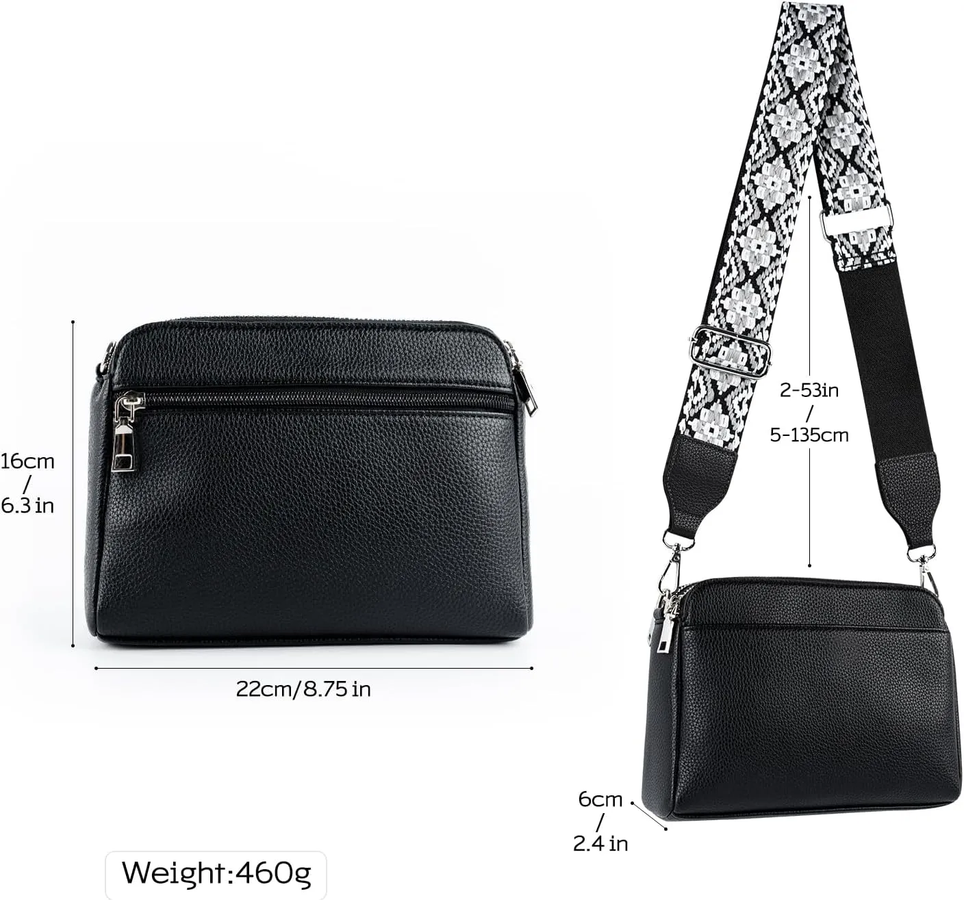 letech  Leather Crossbody Purse for Women Triple Pocket Designed Lightweight Small Shoulder Crossbody Bag for Travel