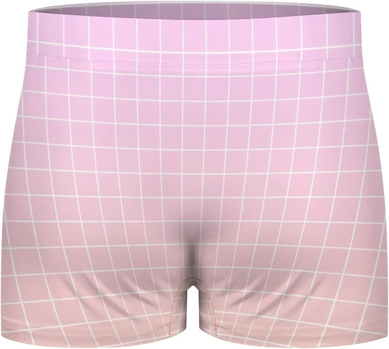 Light Pink Ombre Grid Print Mens Underwear, Soft Boxers for Men, Moisture-Wicking Breathable Boxer Briefs