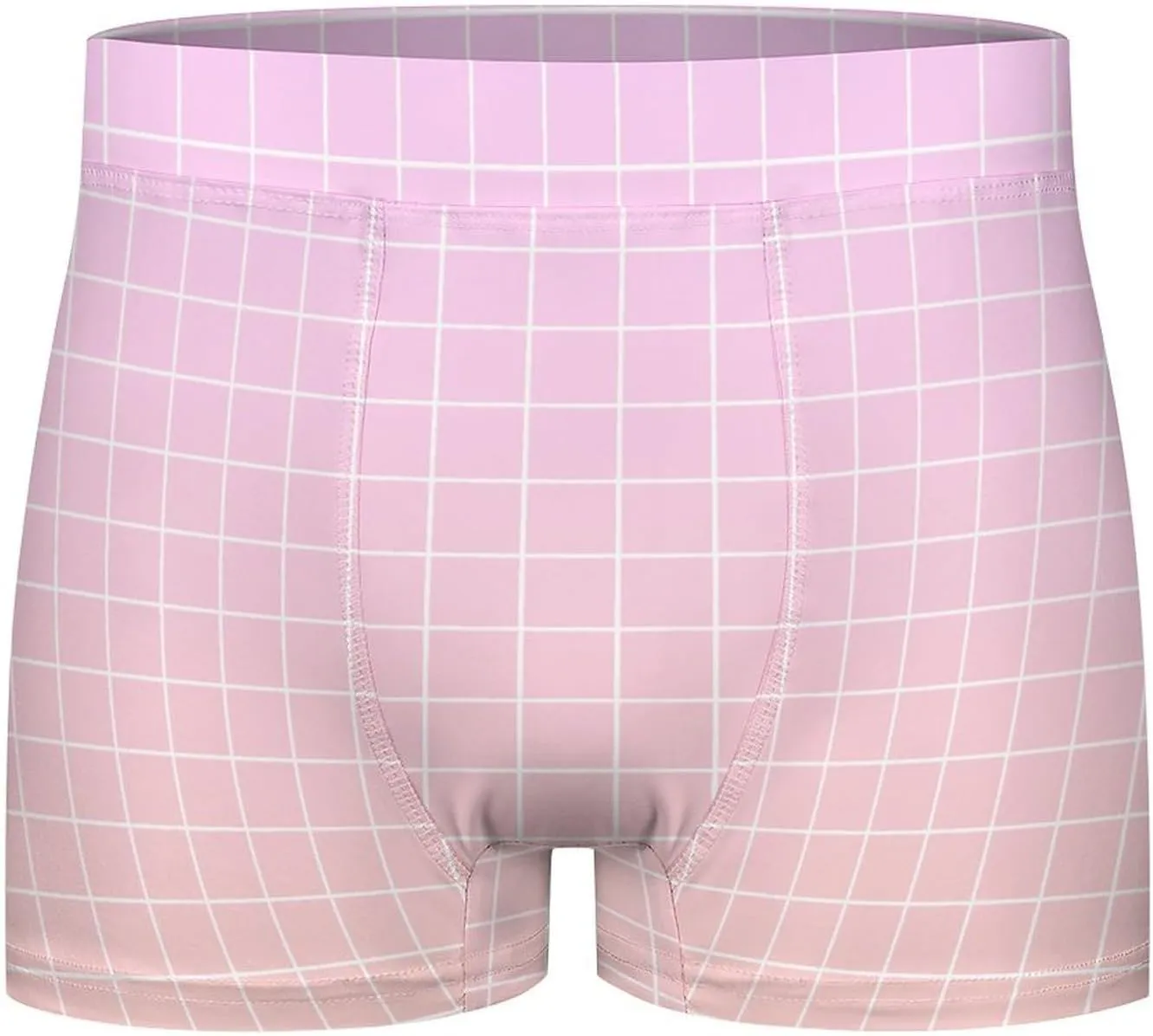 Light Pink Ombre Grid Print Mens Underwear, Soft Boxers for Men, Moisture-Wicking Breathable Boxer Briefs