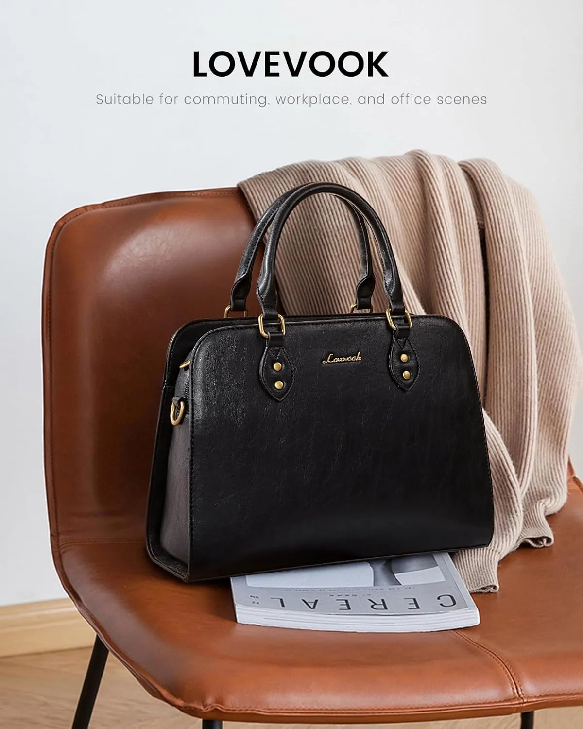 LOVEVOOK Purses and Handbags for Women, Vintage-Style Leather Top Handle Shoulder Bag Satchel Tote Crossbody Purse for Ladies