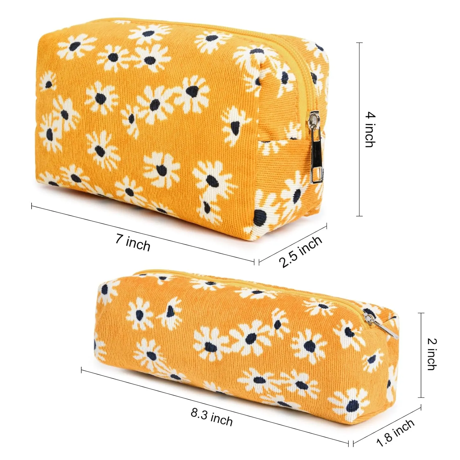Makeup Bag Floral Cosmetic Bag Cute Makeup Pouch 1Pcs Large Capacity Makeup Bags and 1Pcs Makeup Brushes Storage Bag Travel Toiletry Bag Organizer